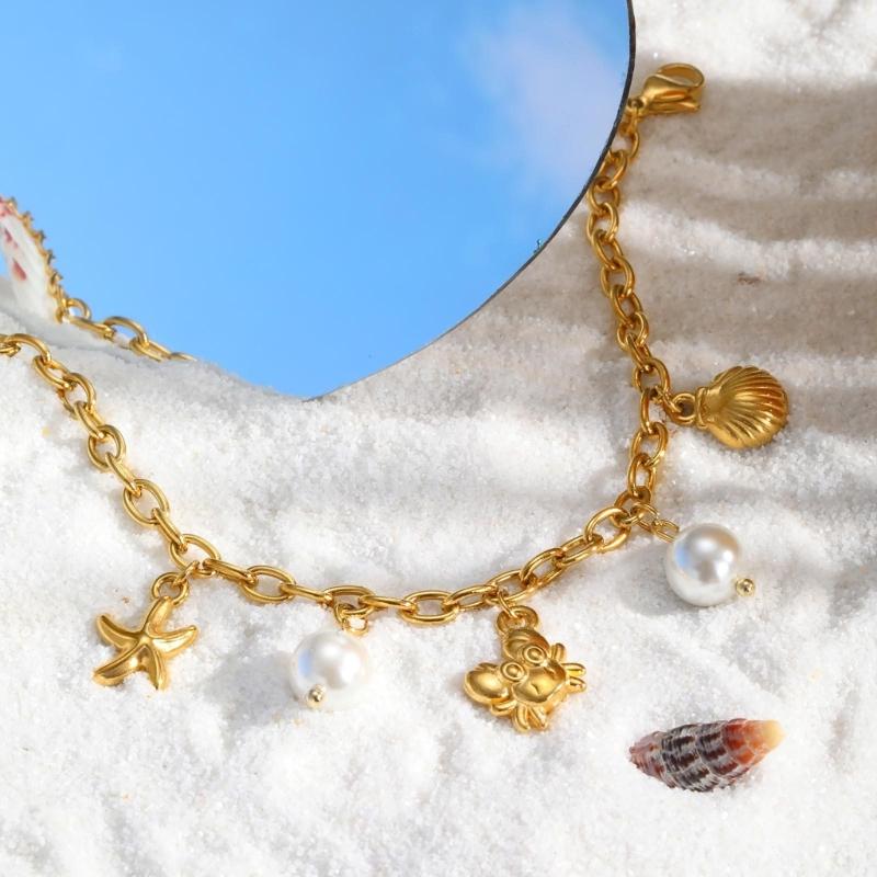 Stylish Ocean Themed Bracelet Pendant Bracelet Everyday Wear Bracelet Stainless Steel Texture for Daily and Party Wear