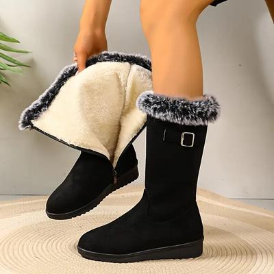 Women's Winter Boots - Slip-resistant PU Sole, Soft Interior Lining Cozy Booties, Ladies Winter Boots, Fashionable Booties