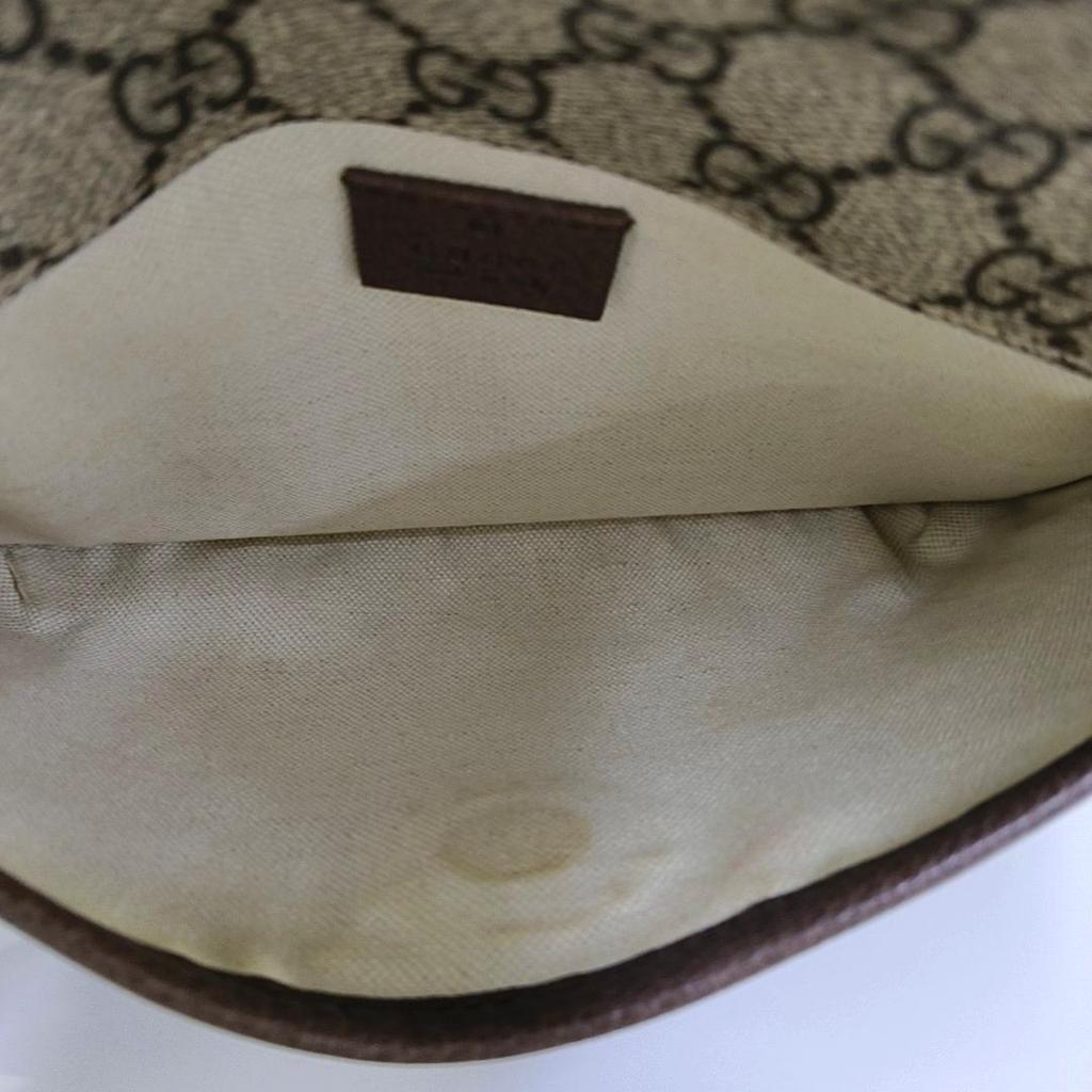 [Pre-Owned] Neo Vintage Series Gold Foil Logo Monogram Tiger Head Decorative Striped Shoulder Strap Canvas And Leather Messenger - Very Good #1AUTEDK