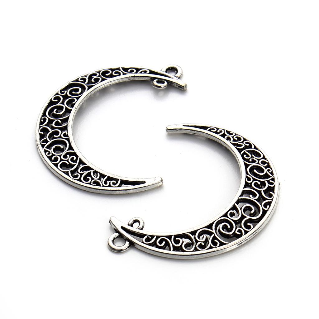 10pcs/lot 41x30mm Vintage Metal Alloy Hollow Moon Charms Jewelry Pendants Findings DIY Jewelry Making Accessories Wholesale
