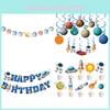 Theme Party Paper Decorations Astronaut Spiral Hangings, Birthday Flags, Cake Toppers