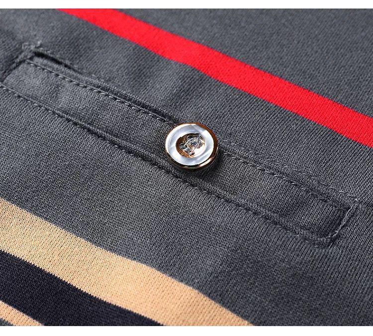 Men's Autumn Striped Long-Sleeve Collared Shirt - Loose Fit for Middle-Aged & Elderly