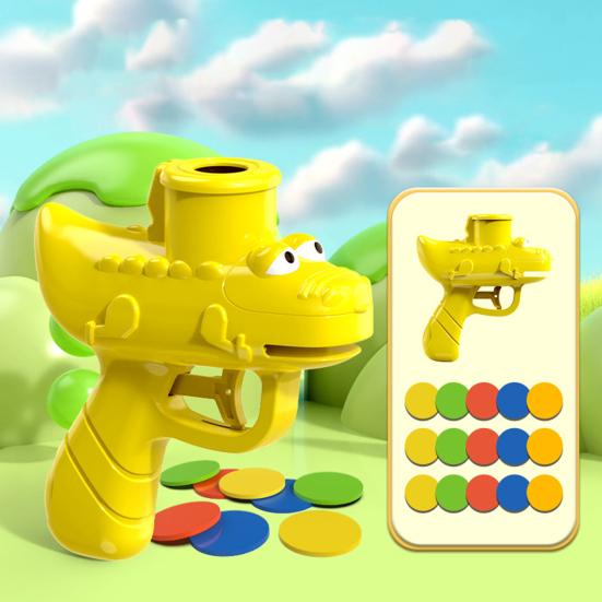 Cartoon Crocodile Disc Launcher Toy with 15 EVA Discs Outdoor Garden Backyard Lawn Park Kids Flying Disc Shooter Game Toddlers Boys Girls Gift