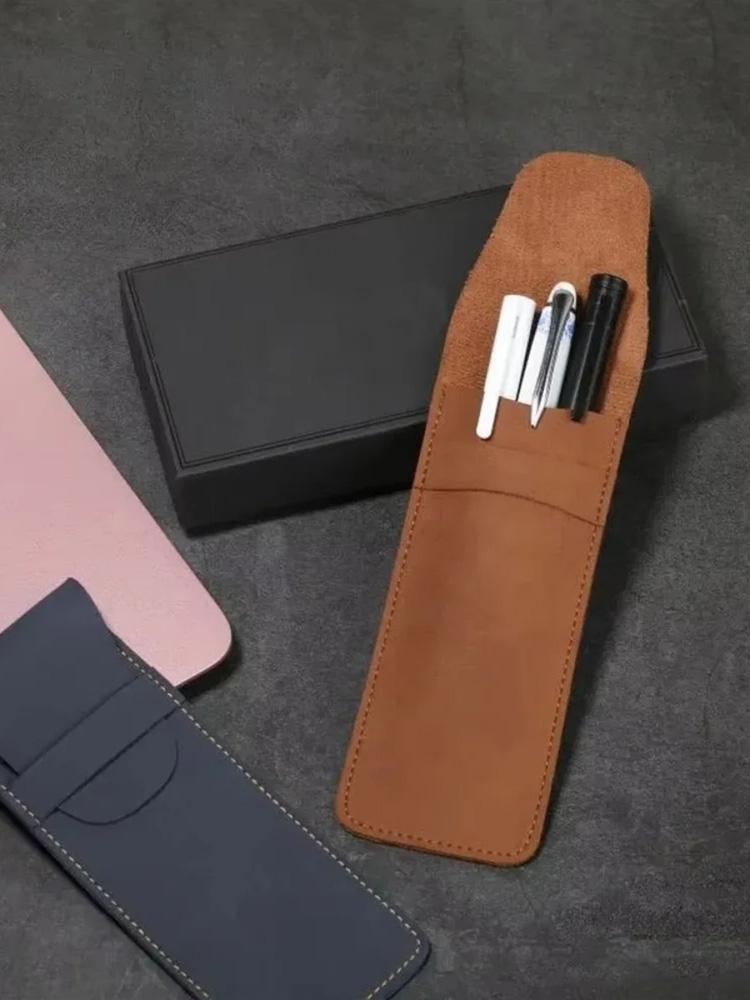 1Pcs Large Capacity Double Set of Pen Case Vintage Frosted PU Leather Flap Pen Case High End Fountain Pen Protective Sleeve