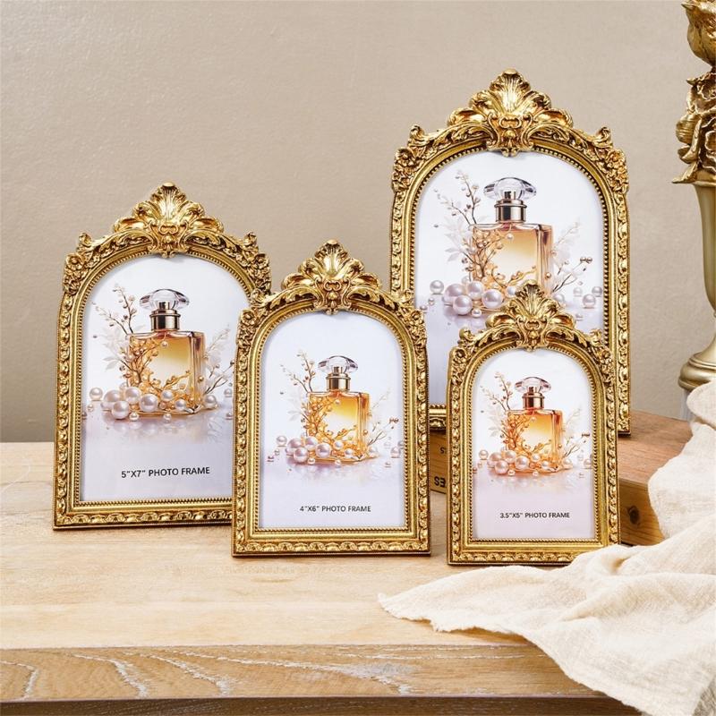 Retro Picture Frame Antique Ornate Photo Frame for Tabletop Wall Hanging Decorative Photo Frame for Home Photo Gallery
