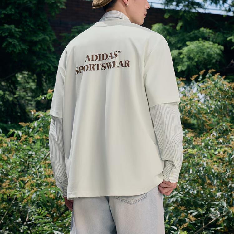 Adidas Verbiage Graphic T-Shirt With Dropped Shoulders Unisex Tops Han-Jade-White JD0384