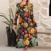 Women's Fashionable Loose Halloween Printed Round-neck Dress