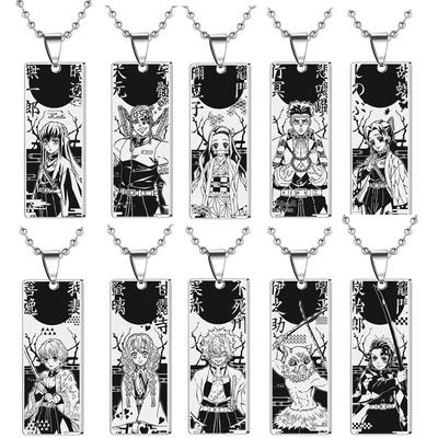 Anime Stainless Steel Demon Slayer Necklace Kimetsu No Yaiba Figure Pendant Adornment For Men Women Cosplay Jewelry Accessories