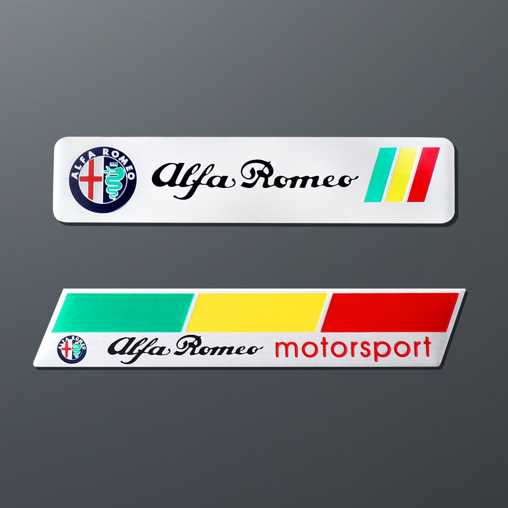 YYCE3 1pc 3D Aluminum Badge Car Body Decor Sticker For Alfa Romeo motorsport Mali Giulietta GT 159 147 156 Mito Giulia F1 Stelvio