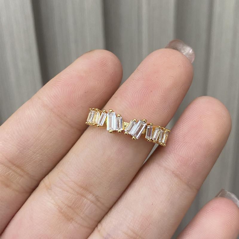 Explosive plated 18k wind full diamond ring, exquisite personality ins cold wind open ring