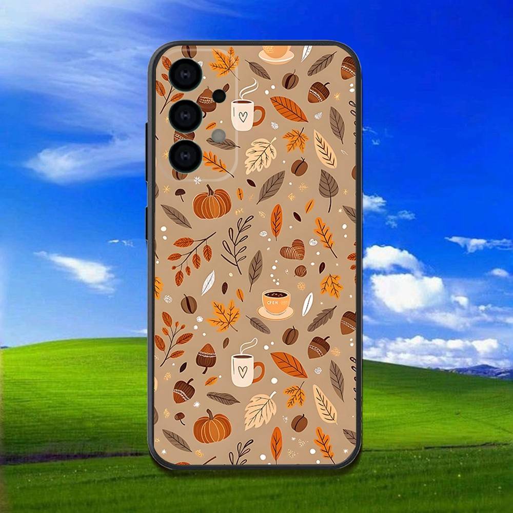 Autumn leaves and pumpkins Phone Case For Samsung Galaxy A13,A21s,A22,A31,A32,A52,A53,A71,A80,Soft Black Shell