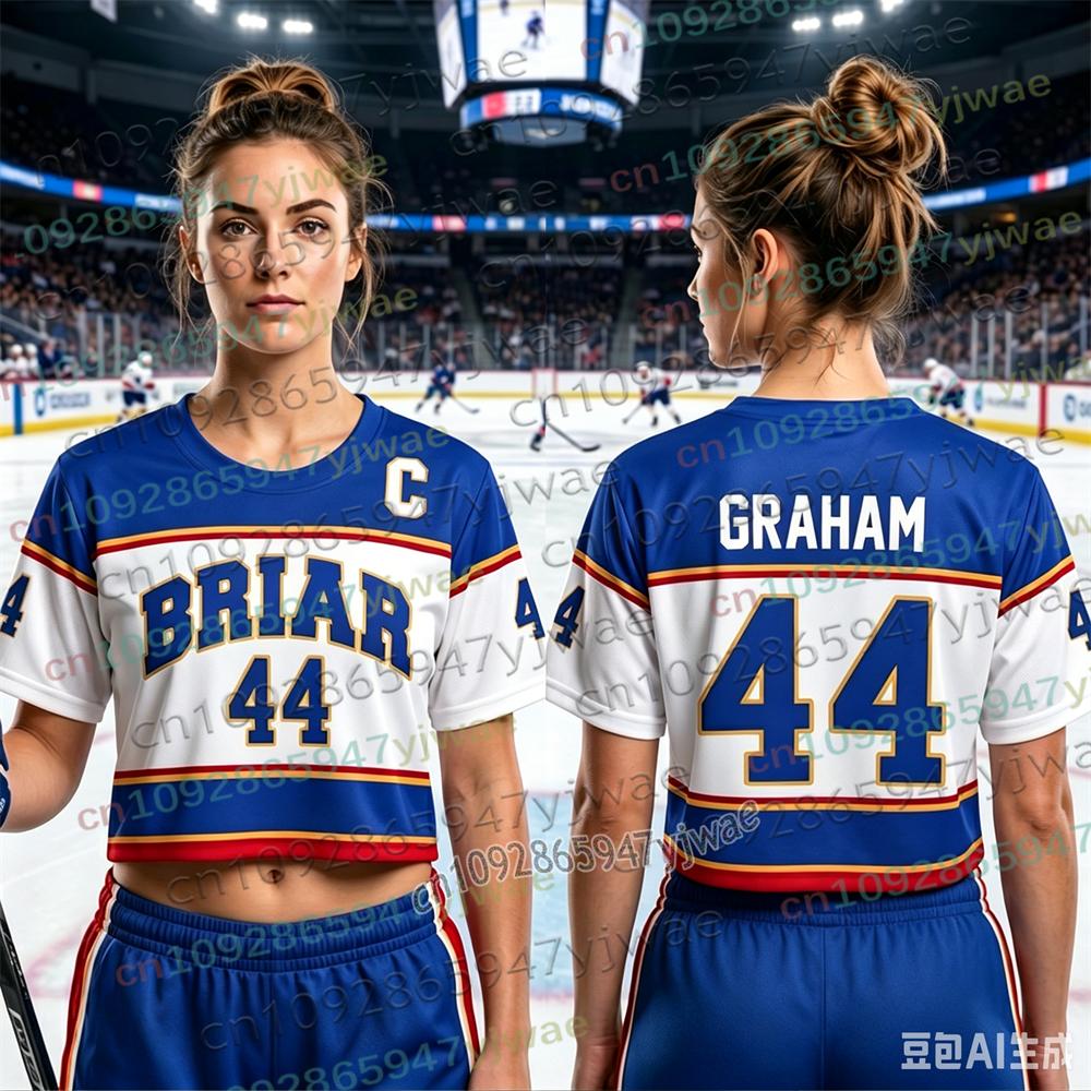 Hors Campus Briar University Maillot de Hockey Graham 44 22 DI LAURENTIS 66 T-shirt Manches Courtes Maillot Femme Crop Top Tee Top