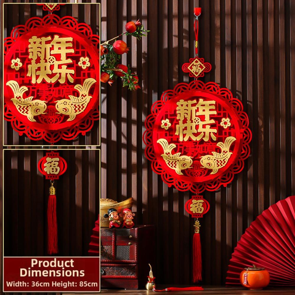 Handmade New Year Fu Character Pendants Flocking Red Fu Hanging Ornament Spring Festival