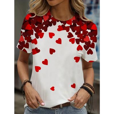 Damen 3D-Druck Cartoon Grafik Rundhals T-Shirt Lässiges Kurzarm-Oberteil für Sommer T-Shirt