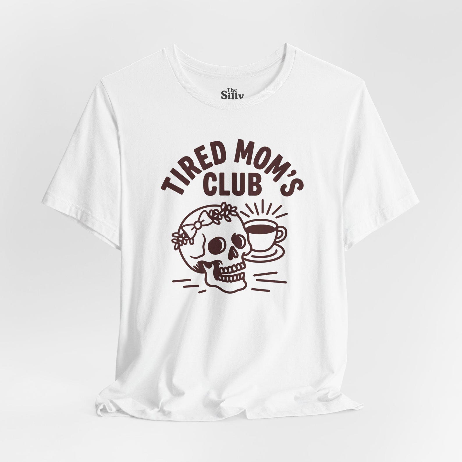 Tired Mom Skull Coffee Club Graphic Tee, Retro Motherhood Shirt L