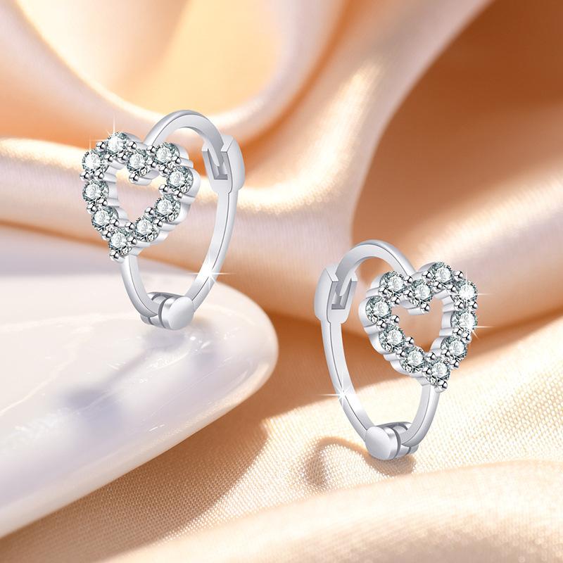 925 Sterling Silver Zircon Buckle Earrings For Women Fashion Exquisite Student Girlfriend Jewelry Accessories Party Gift