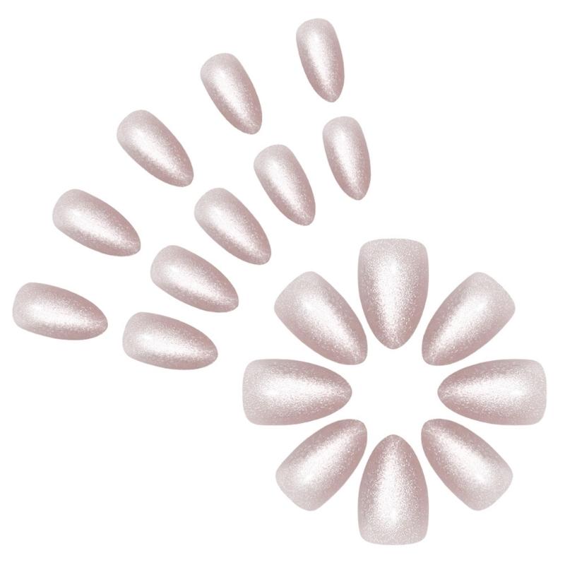 Medium Almond Press On Nail 30 Pieces Set Cats Eye Design in Autumn Stick on Nail Acrylic False Nail Manicures Ornament