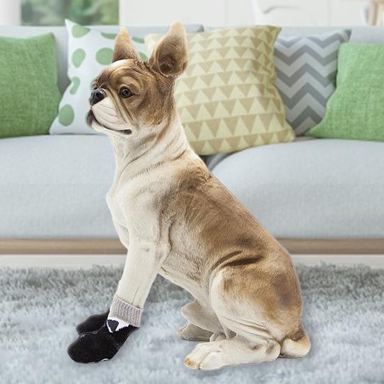 4 Stück Haustiersocken, atmungsaktiv, rutschfest, Baumwolle, gestrickt, Pfotenabdruck, Hundesocken für den Alltag