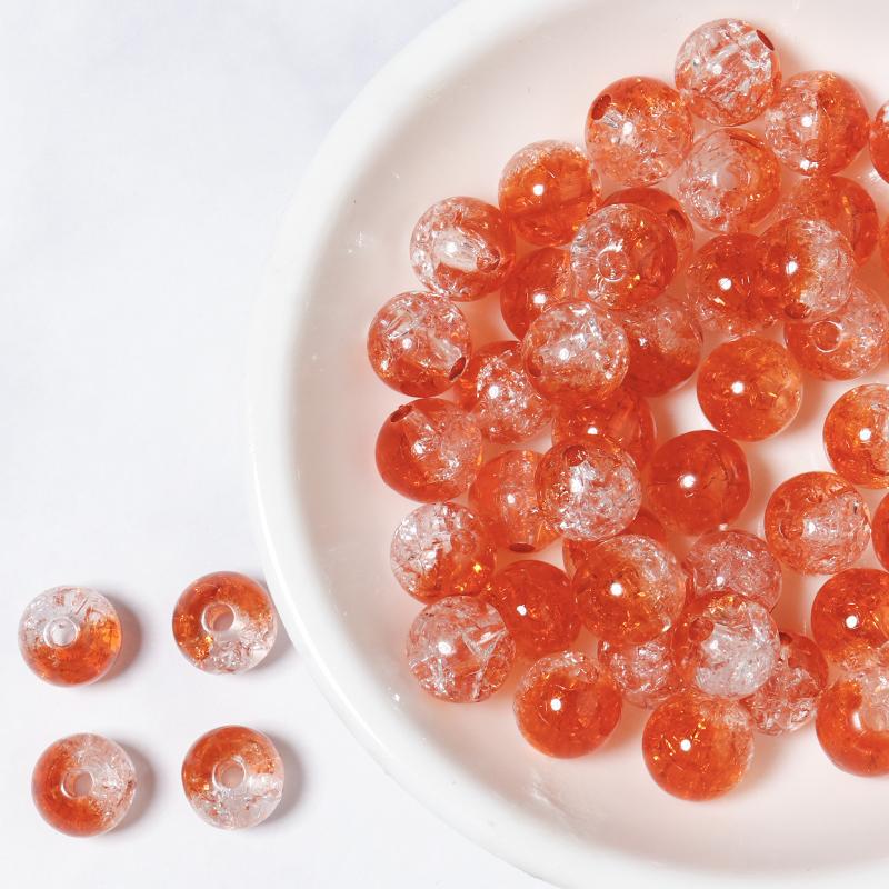 50pcs 8/10/12mm Cracked Crystal Acrylic Beads Colorful Round Loose Spacer Bead For Jewelry Making DIY Bracelet Necklace Findings