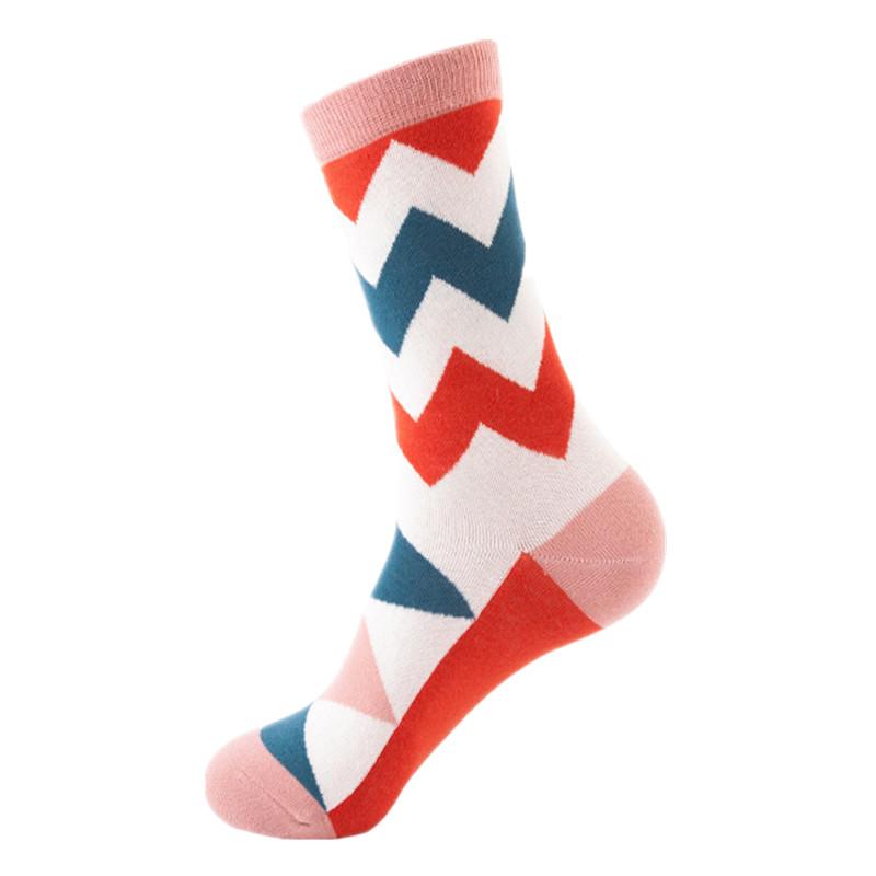 Hundreds Fashion Business Men 100% Cotton Happy Lattice Socks Unisex Boys Combed Hip Hop Street Skateboard Funny High Sox Set