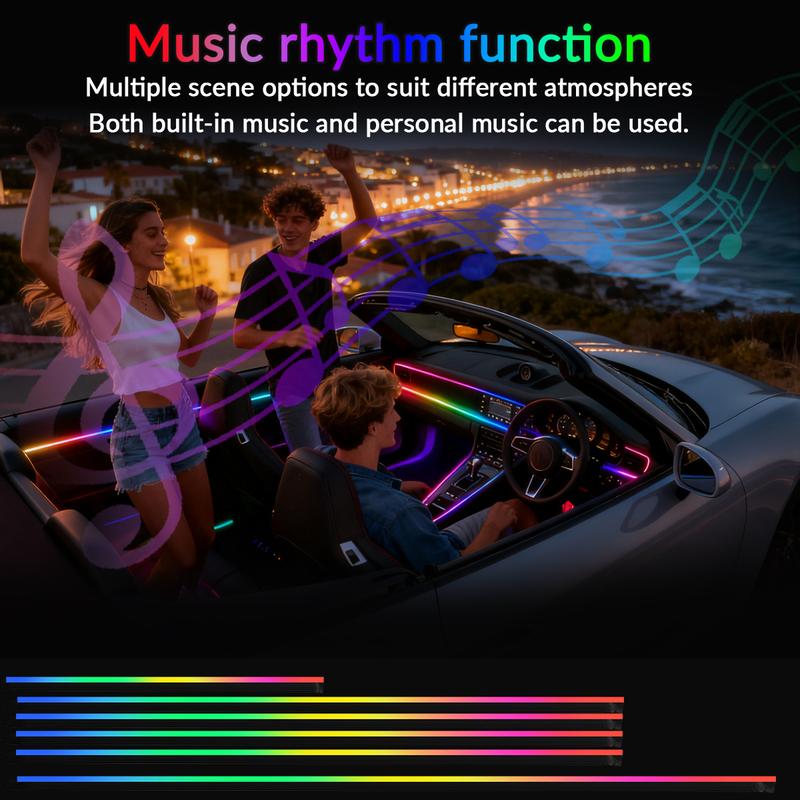 6/10/18 In 1 Car Ambient Light For BMW 64 Colors RGB Symphony Hidden LED Neon Strip Music APP Control Interior Atmosphere Lamp