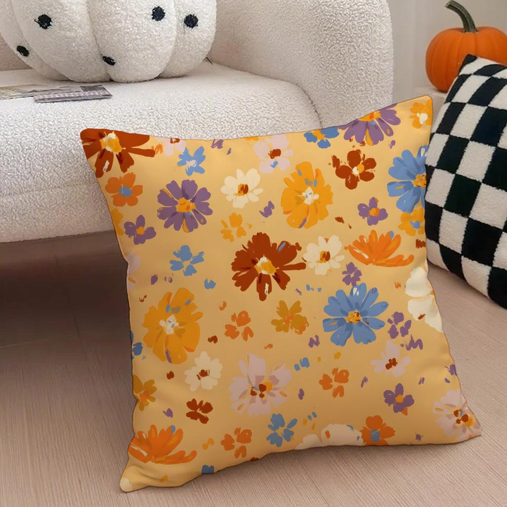 Early Spring Floral Pillow Elegant Fresh Cushion Cover Throw Pillow Cover Hidden Button Durable Polyester Chair Cushion
