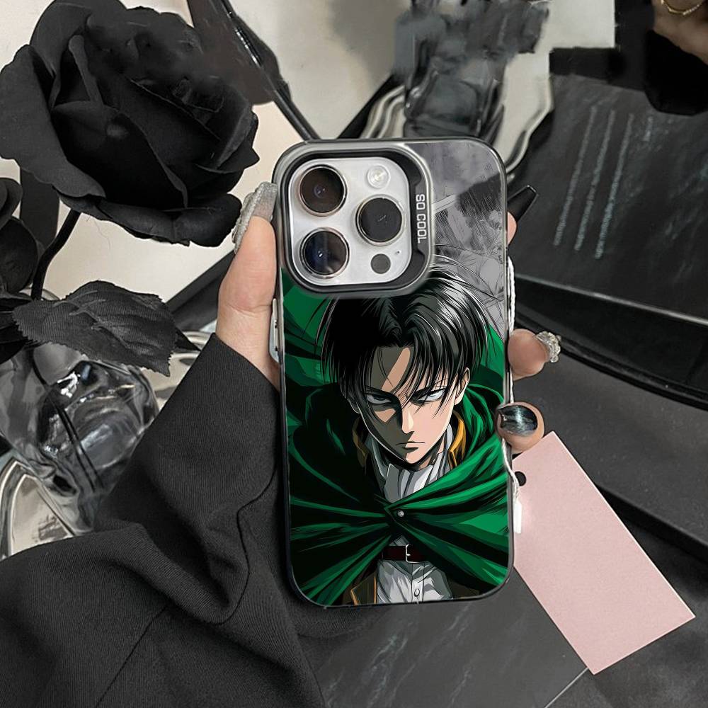 Attack On Titan Levi Ackerman Mobilskal För IPhone 16 17 15 14 12 13 Pro Max Svart Färg Stötsäkert Skydd