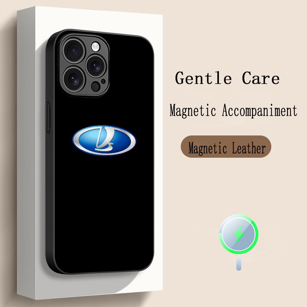 Cool Car L-la-Da Fashion Logo Design Phone Case For iPhone 17 16 15 14 13 12 Plus Pro Max High-end Luxury Magsafe Sheepskin