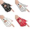 Edgy Fingerless Gloves Studded Details Half Finger Gloves Studded Leather Gloves  Hip-Hop