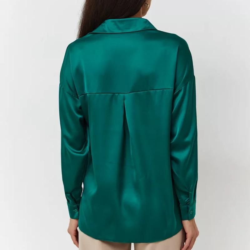 Frühlings- und Herbst Langarm Locker Damenhemden Einfache Mode Büro Damen Übergröße Damenblusen Lässige Oberteile Knopfleiste Revers Damenhemd 26016