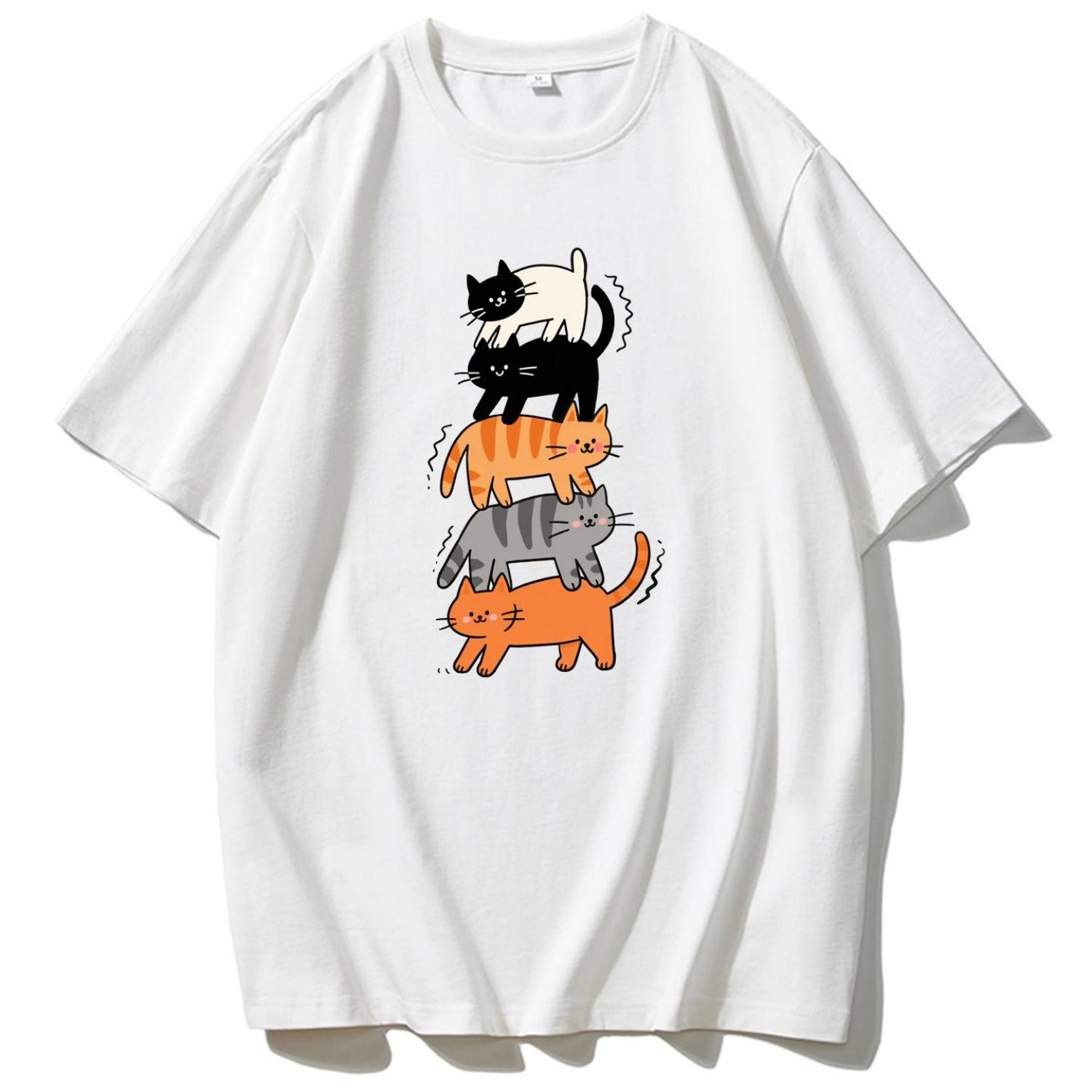 

Funny Cat Jenga Printed Tshirt Graphic Tshirt Highquality Shortsleeved Tshirts for Men and Women Mens Sportswear Mens Top XXXXXL