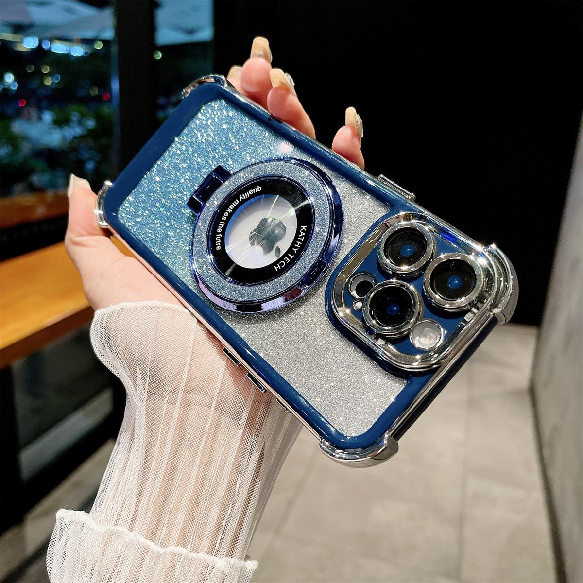 

The Dual-color Stand Magnetic Phone Case Is Suitable for The IPhone16promax Shell and The Apple 15plus Protective Case To Prevent Drops iPhone11 синий