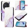 For vivo X200s 5G Case with Strap Marble Pattern Leather Phone Cover Card Holder