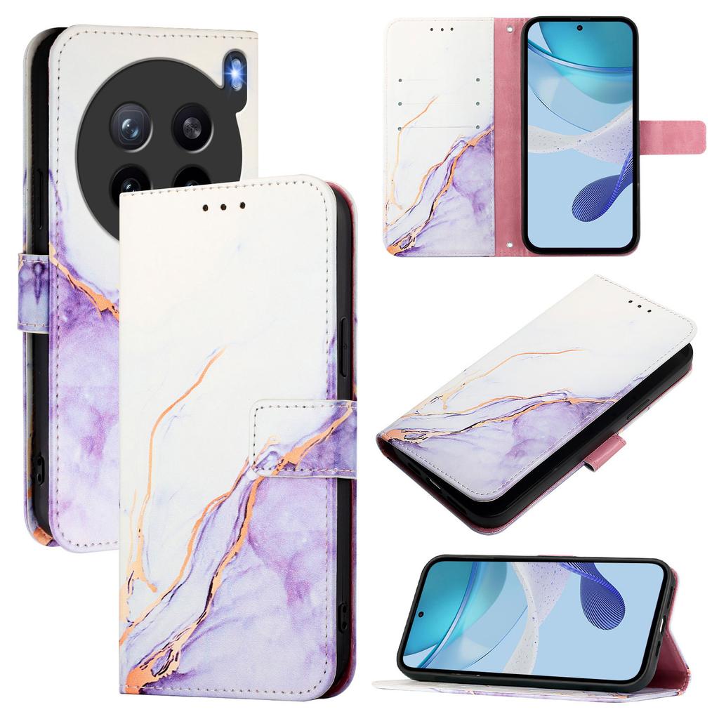 For vivo X200s 5G Case with Strap Marble Pattern Leather Phone Cover Card Holder
