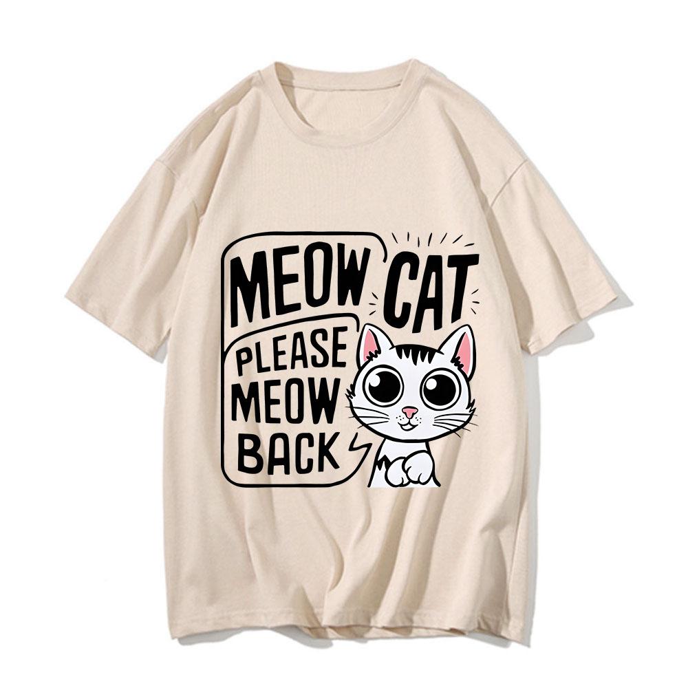 Baby Lasagna Meow Cat Please Meow Back T-shirts Men Summer Short Sleeve Cotton Tee-shirt Cute Graphic Print Tshirts Ropa Hombre