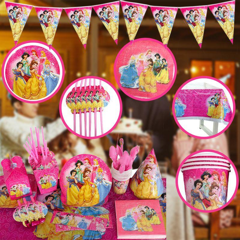 Princess Snow White Bella Jasmine Party Supplies Girl Birthday Banner Tableware