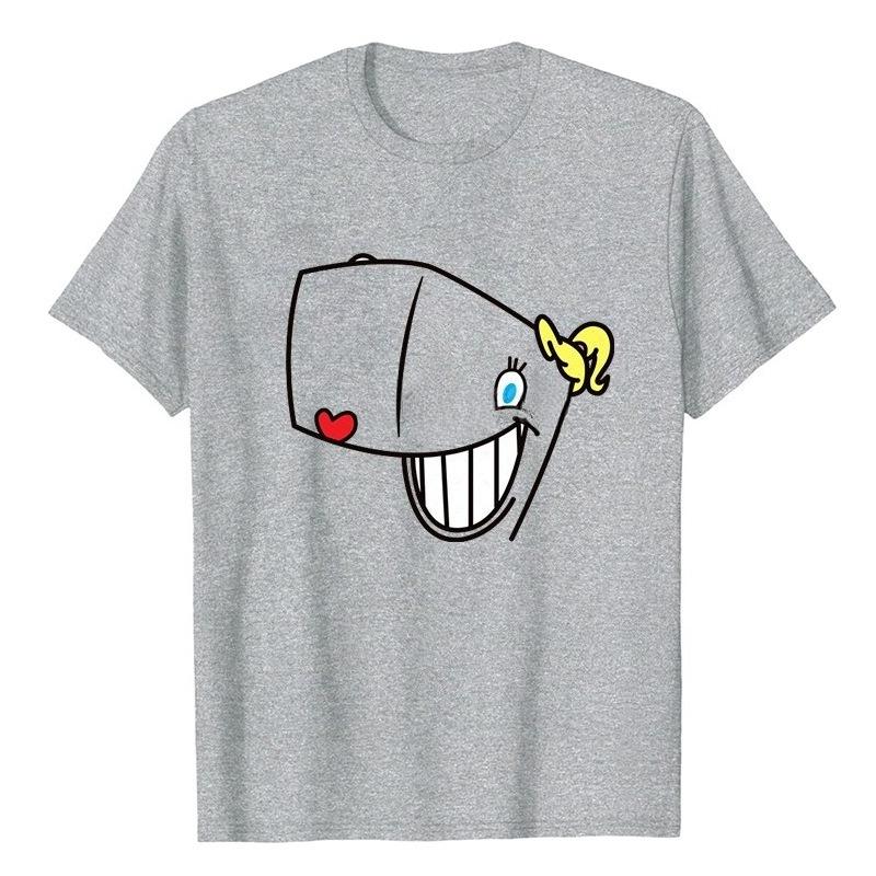 SpongeBob SquarePants Animation Printed Cotton T-shirt Men Women Casual Round Neck Top Short Sleeved T-shirt
