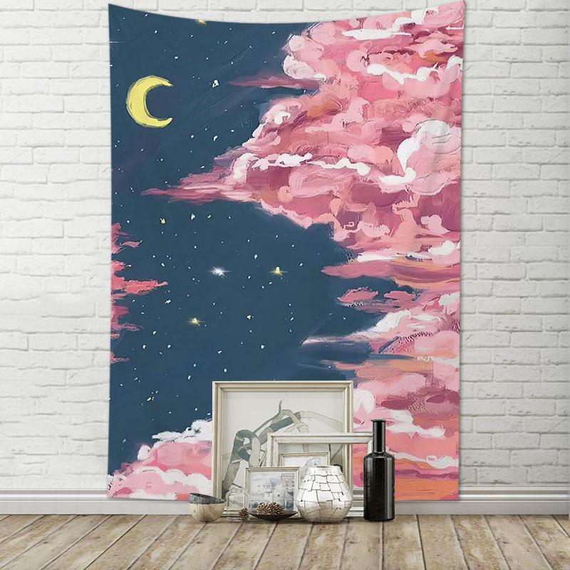 Tapestry room decoration sky moon art oil painting hanging cloth living room home decoration