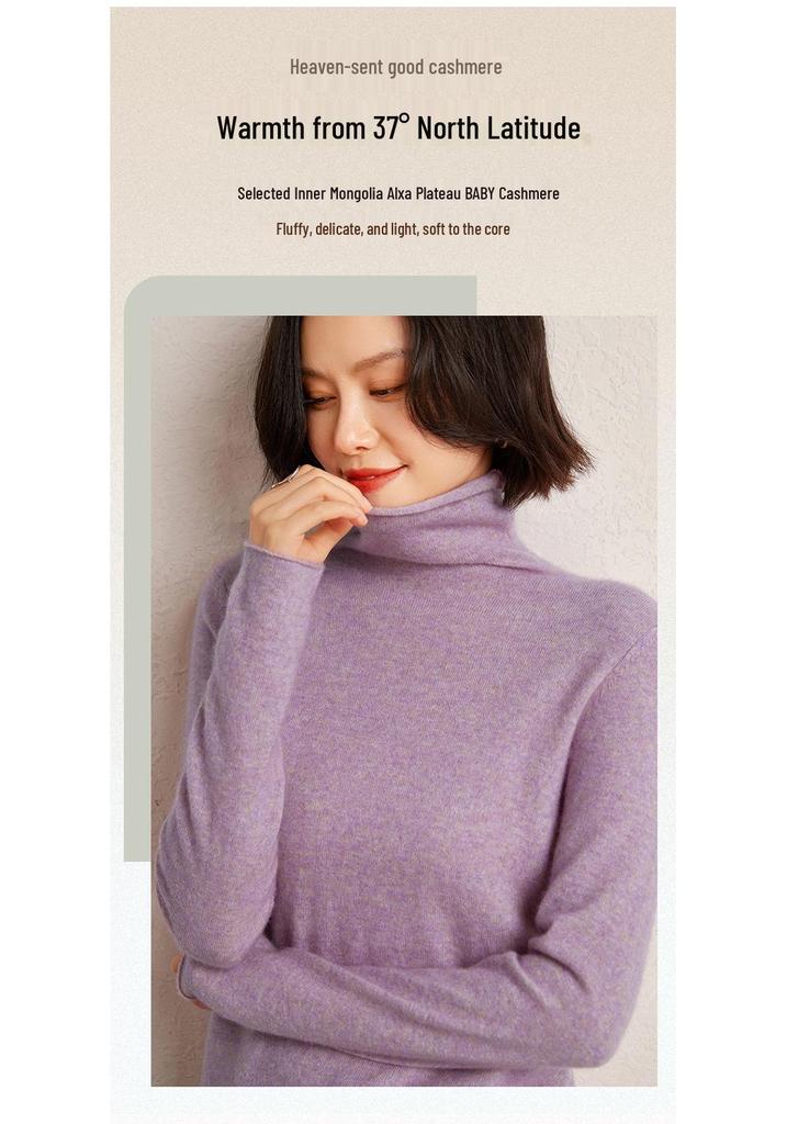 Women's High Neck Cashmere Sweater - Autumn/Winter, Comfortable, Loose, Versatile Knit Pullover.