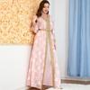 Women's V-neck Long Sleeve Middle Eastern Abaya Two-Piece Set Dress