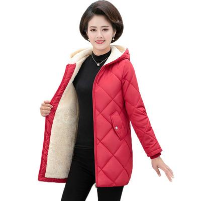 Parkas Hooded Cotton Coats Women Middle-aged Women Jacket Winter Plus Velvet Thick Elegant Mother Cloths Outerwear