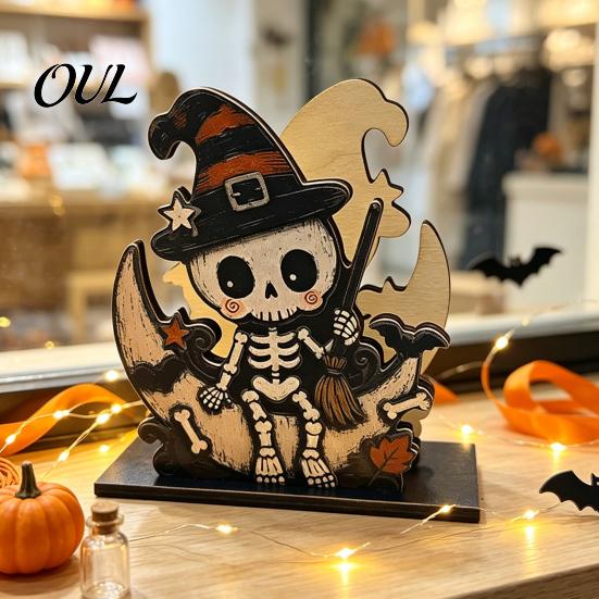 Cute Owl Table Decor Halloween Wood Napkin Holder, Rustic Ghost Skeleton Pumpkin Dispenser, Vertical Holder Vintage Tabletop Standing Tissue