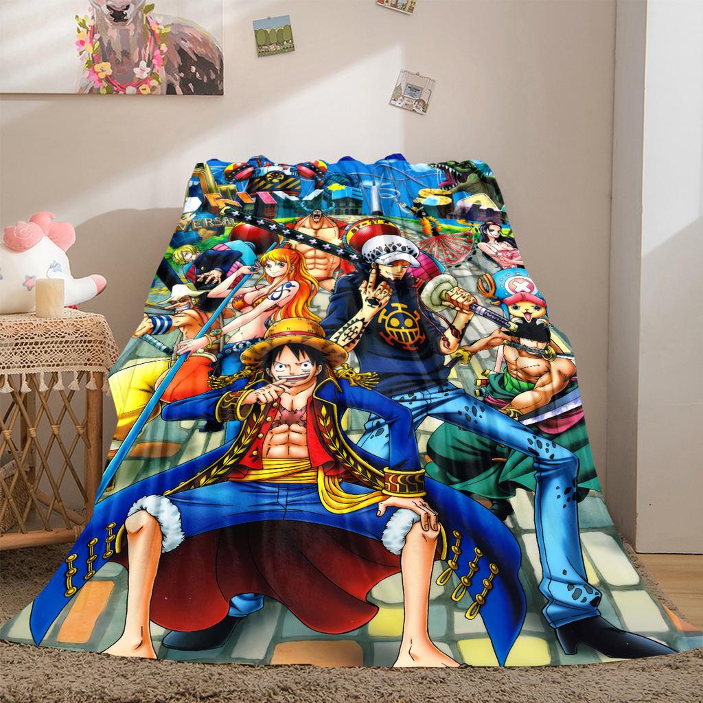 One Piece Anime Luxury Flannel Lightweight Blanket Home Decor Sofa Bed Travel Cover Family Gift LXR139