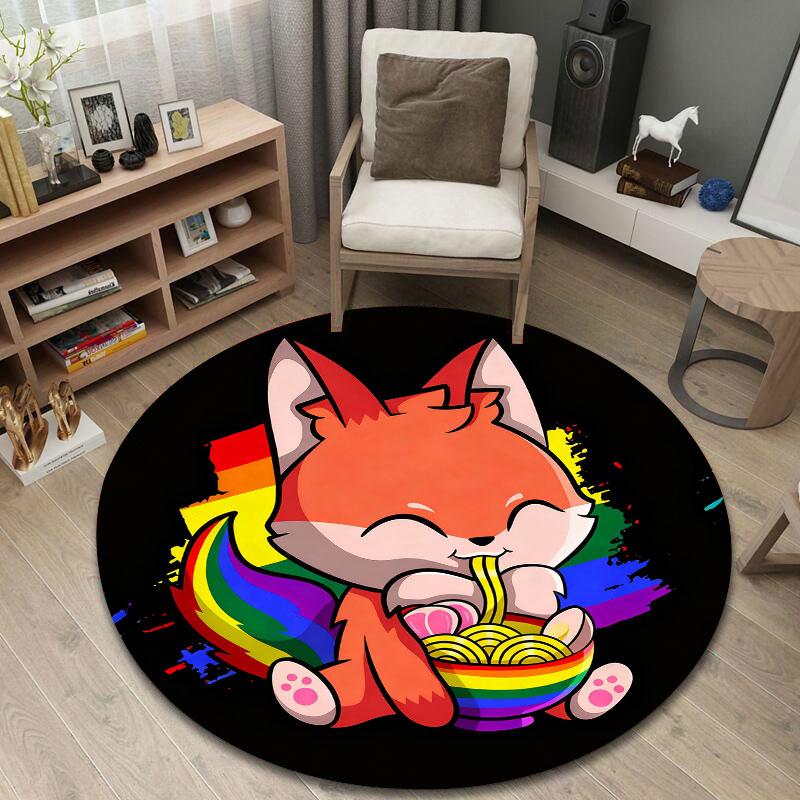 Glam Round Boho Multicolor Rug Pad, Non-Slip Floor Mat for Kitchen