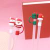 6pcs Christmas Silicone Straw Covers Dustproof Drinking Straw Caps Toppers Cartoon Ornament Straw Lids for Tumblers Cup