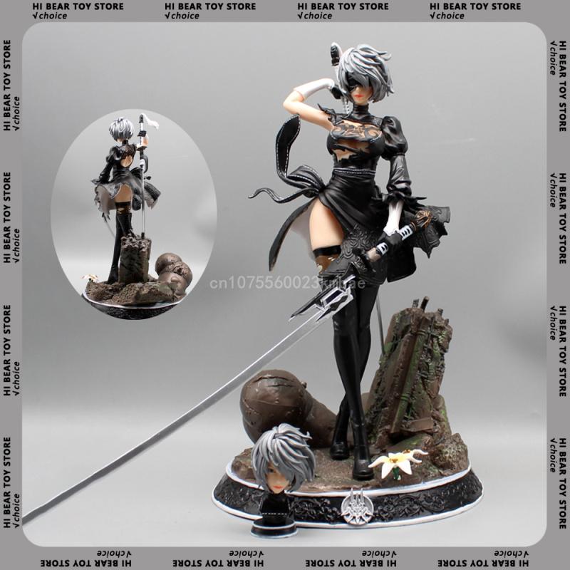 Nier Automata Figures Yorha No.2 Figure 33cm Pvc 2b Statue 2 Heads Action Figurine Collection Cars Ornament  Girls Gk Gifts