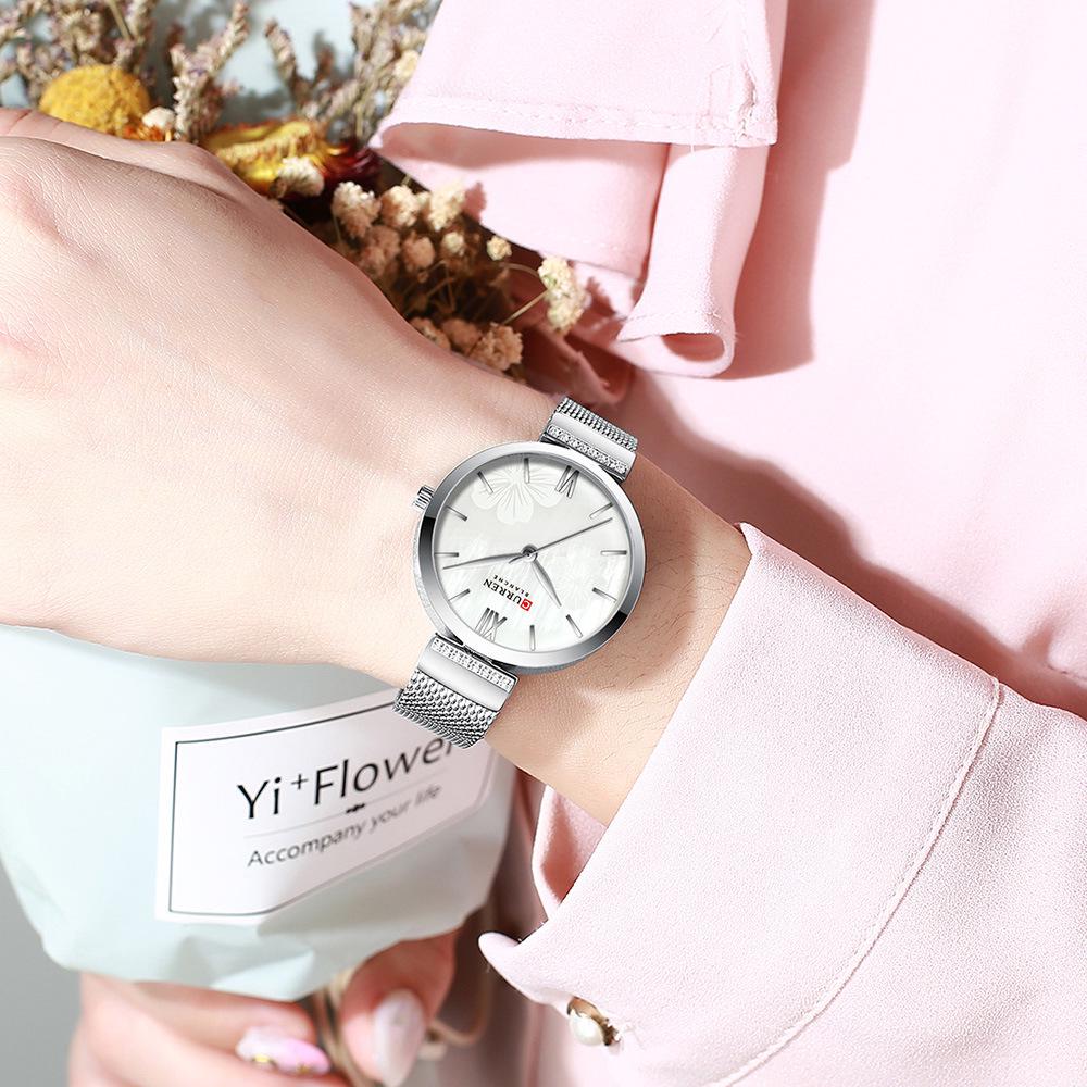 Curren 9067 Wasserdichte Quarz-Modeuhr für Damen mit Netzarmband