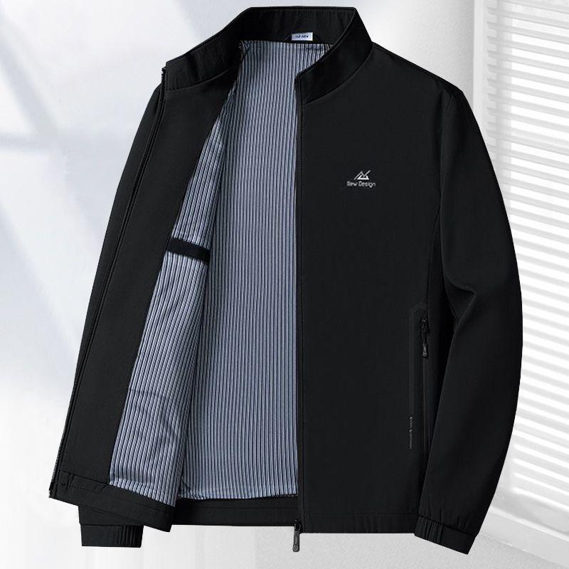 Spring New Middle-aged Men's Business Casual Stand-collar Jacket Middle-aged and Elderly Men's Spring and Autumn Tops Dad Jacket