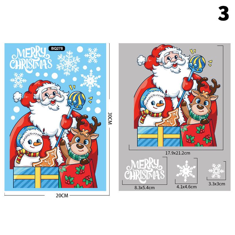 Merry Christmas Window Stickers Santa Claus Elk Snowman Designs For Home 2026 Party Supplies Ornaments Removable Wall Decals