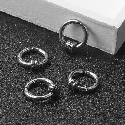 Trendy Men'S Stainless Steel Ear Clips Ear Buckles, Personalized Hip Hop Circle Earrings For Men And Women